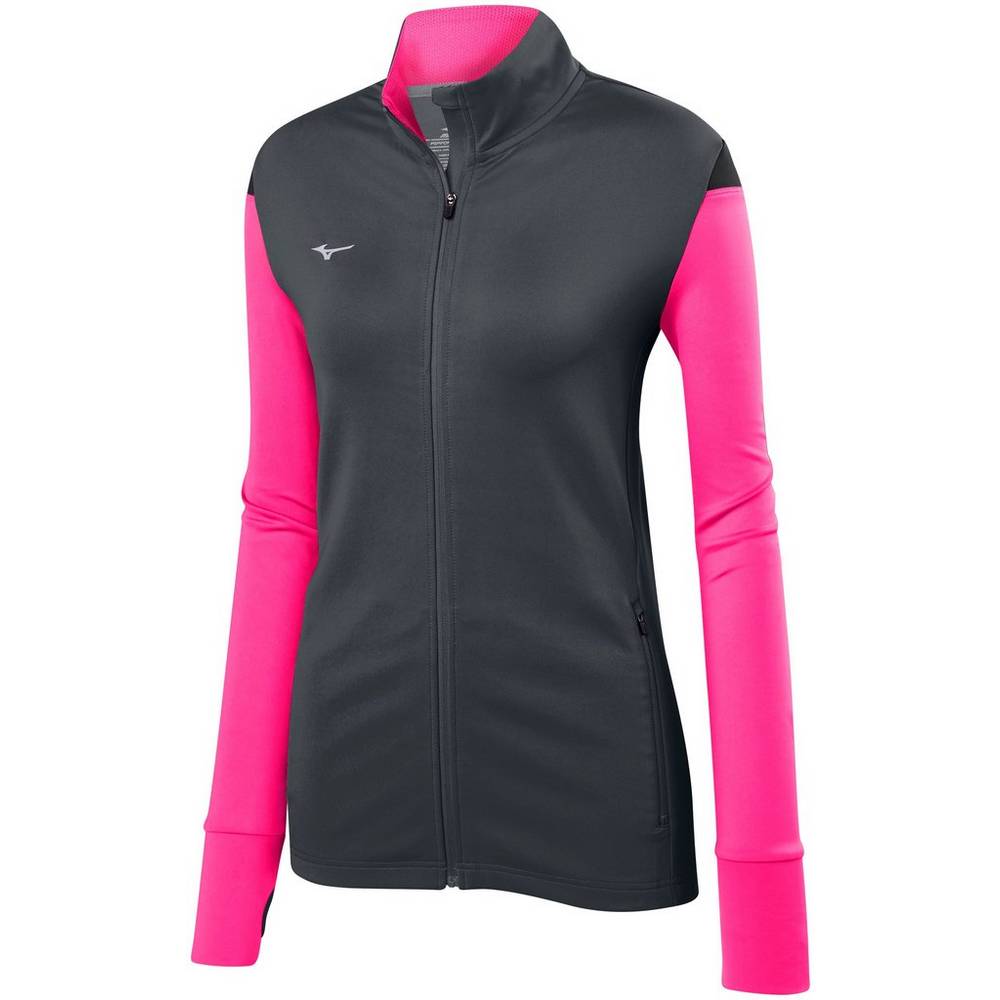 Mizuno Women's Horizon Full Zip Volleyball Jacket Grey/Pink/Black (440660-DEZ)